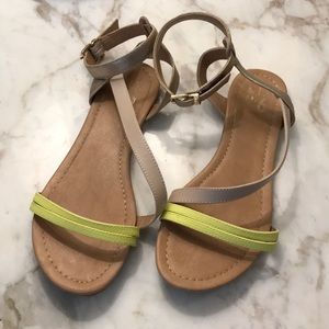 Strappy Yellow and Bronze Sandals